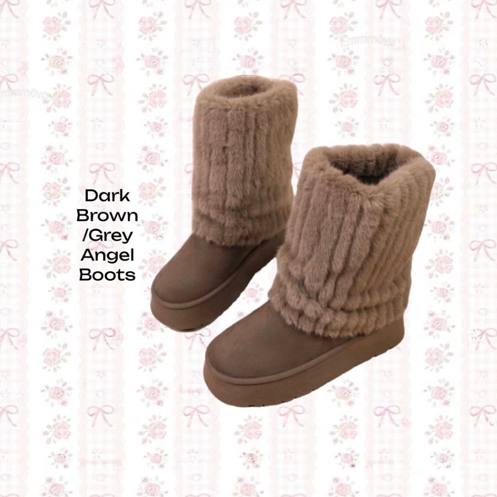 Dark Brown Platform Fur Boots